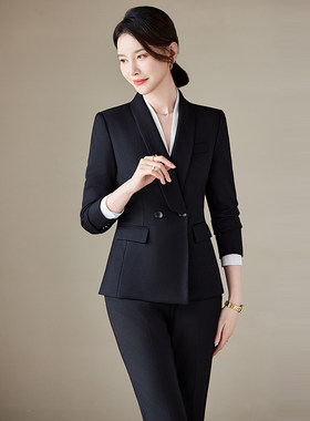 职业装女秋冬正装女套装酒店前台工装物业售楼部西服套装定制长袖
