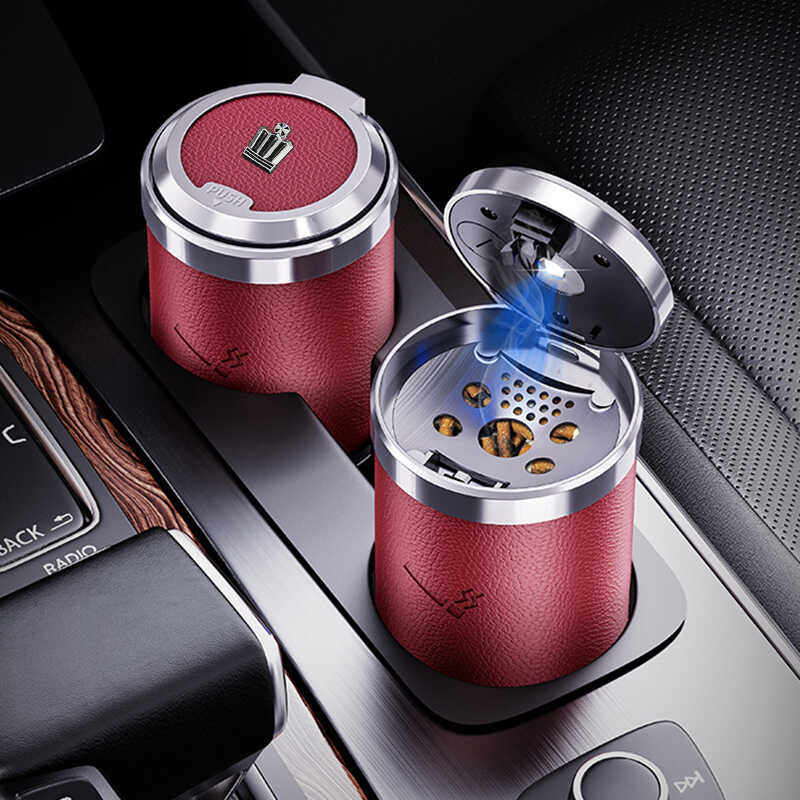 适用于皇冠车载烟灰缸陆放皮革不锈钢带盖带灯汽车内高档装饰用品,汽车用品/电子/清洗/改装,车用烟灰缸,淘宝优惠券,粉丝福利购,淘宝优惠卷