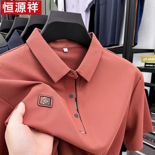 上衣 恒源祥翻领短袖 T恤男锦氨冰丝夏新短袖 POLO衫 下摆开叉男半袖