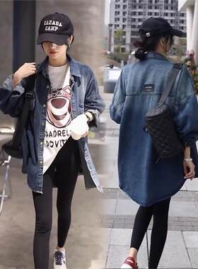 加绒牛仔外套女中长款衬