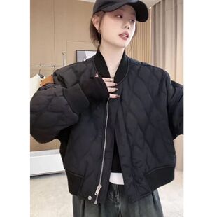 ins外穿刺绣短款夹棉加厚棒球服女外套秋冬百搭宽松休闲轻薄棉服