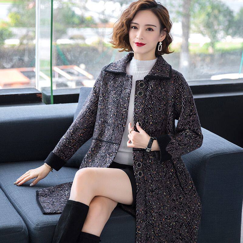 羊毛大衣女中长款加肥加大码胖mm200斤双面羊绒毛呢外套女妈妈装