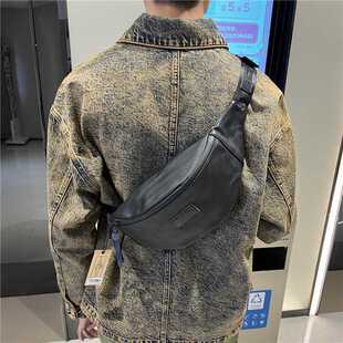 香港代购真皮日系休闲韩版斜挎男胸包户外英伦男软皮单肩腰包