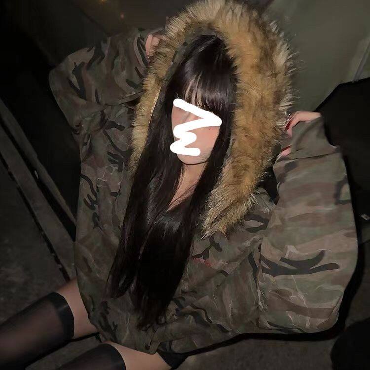 美式复古迷彩户外加绒连帽卫衣男装新款潮牌嘻哈情侣毛领开衫外套