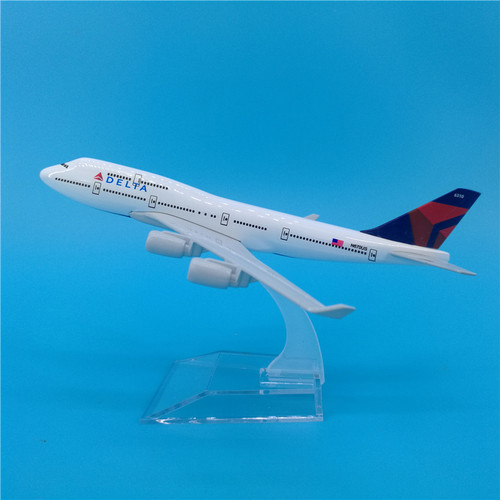 16cm达美航空波音B747合金材质飞机模型礼品摆件Delta Airlines