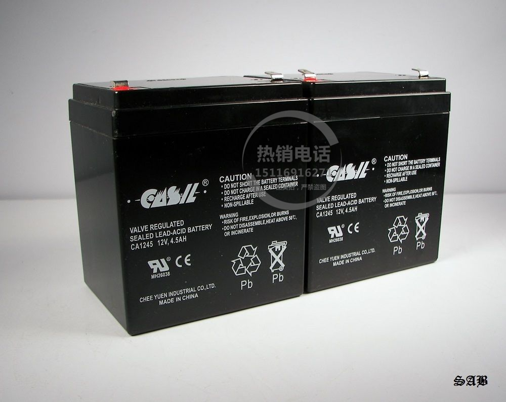 CASIL电池 CA1245 12V4.5AH 太阳能灯电瓶 卷帘门 UPS电源蓄电池