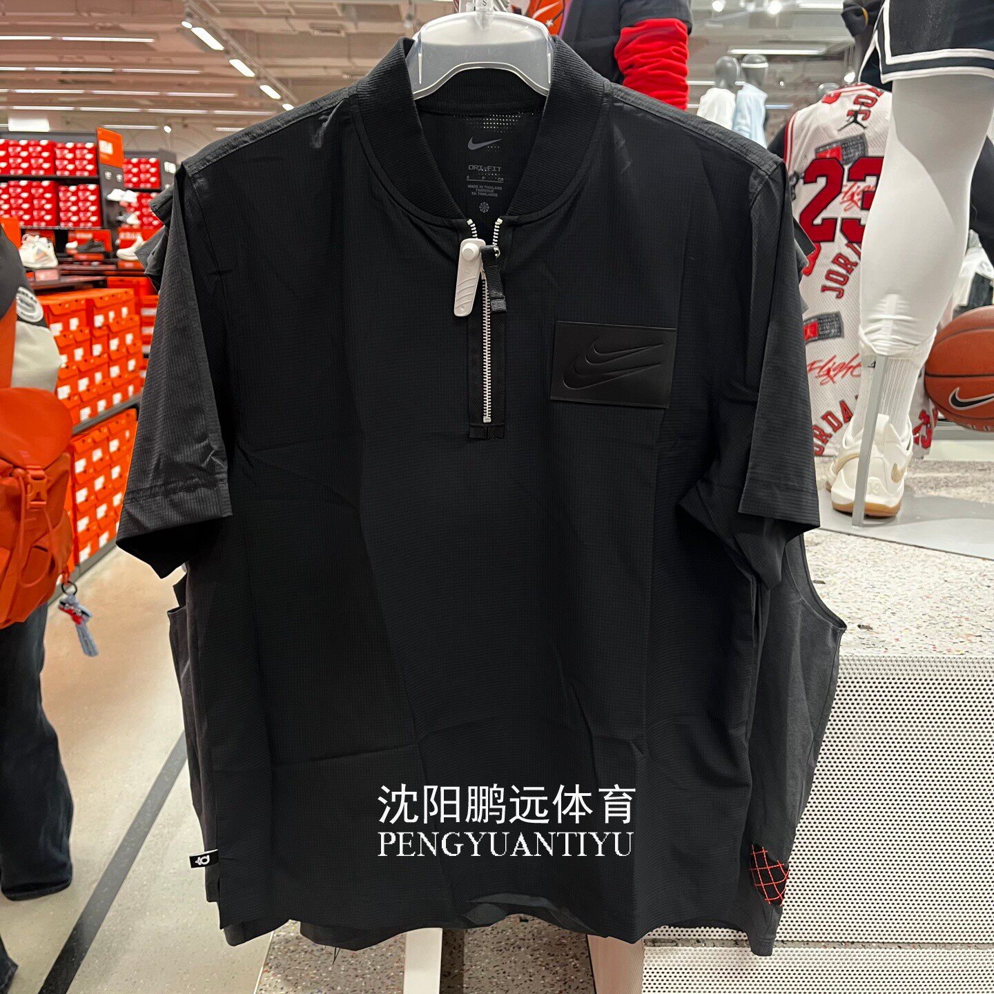 NIKE耐克男子夏季篮球运动梭织速干立领半拉链短袖T恤HJ4214-010