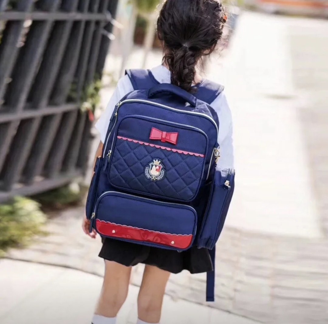 贝妮兔1-4年级小学生书包韩潮新款学院风减负护脊双肩背包红色