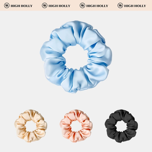 HIGHHOLLY22姆米真丝大肠发圈3.5厘米宽纯色女士发绳不拉扯伤头发