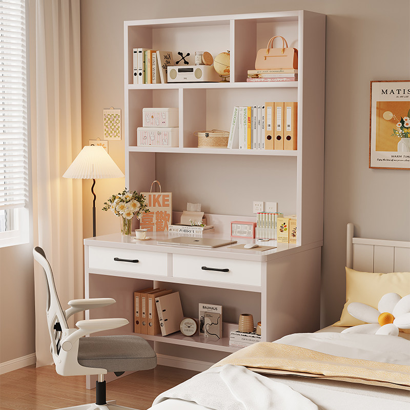 书桌书架一体桌初高中学生学习桌带书柜组合儿童卧室小尺寸电脑桌