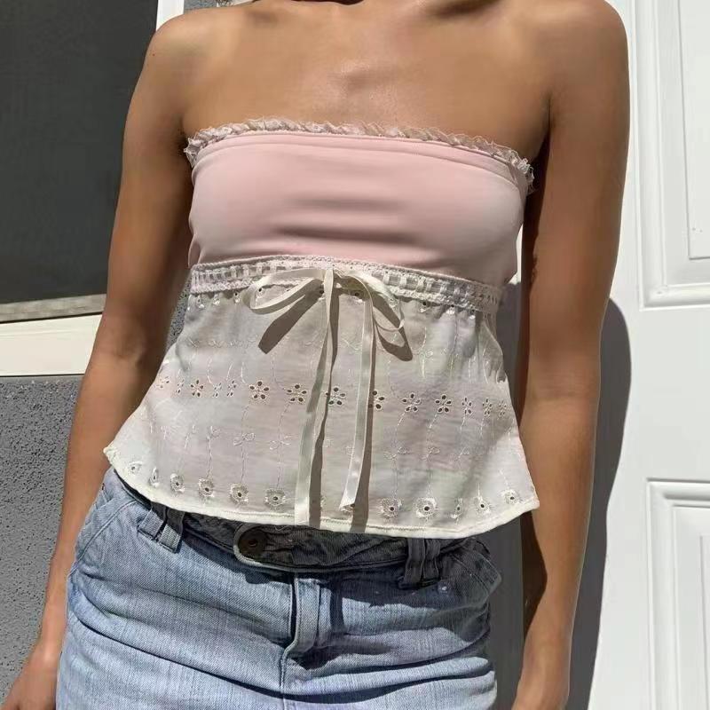 大量现货欧美风新款女装时尚裹胸性感一字肩小背心女休闲百搭