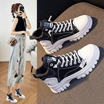 网红小白鞋女2025春秋新款真皮韩版高帮鞋百搭休闲鞋高邦加绒女鞋