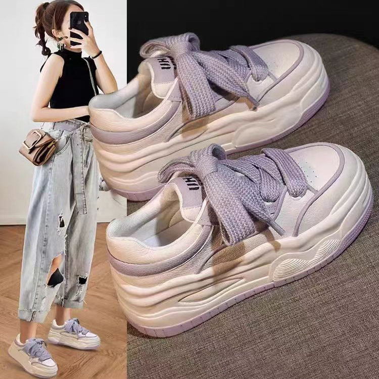 春夏2025年新款内增高小白鞋女厚底百搭运动休闲爆款真皮板鞋ins