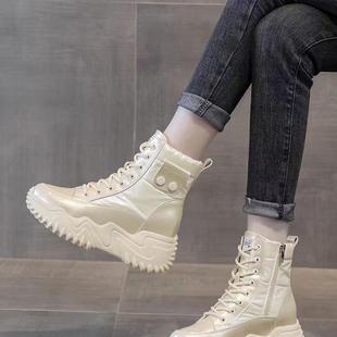 雪地靴女2026新款冬季加绒加厚内增高短靴8cm真皮厚底保暖棉鞋子