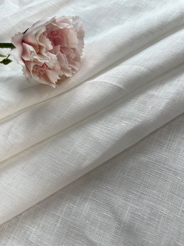天然亚麻棉衬衫汉服旗袍茶服古风床单面料本白色染色印花按米PL14