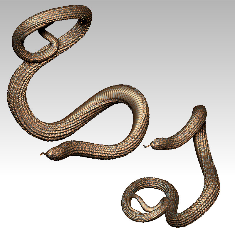 立体图木雕3d模型打印扫描图stl/obj四轴圆雕图蛇立体图