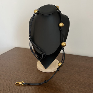 小众设计铜圆珠羊皮系带可自由调节长短时尚连衣裙外套腰带腰链