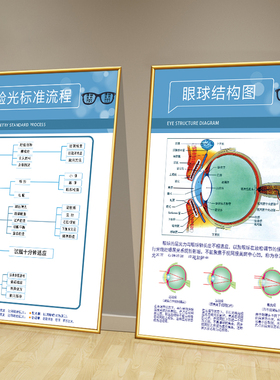 验光流程图医院眼科诊所配镜广告宣传海报贴纸眼镜店墙面装饰挂画