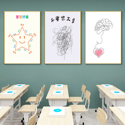 心理咨询室墙面装饰挂画情绪健康辅导宣传画教室文化墙面背景海报