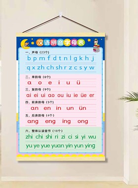 小学生汉语拼音字母表挂图加大尺寸一年级幼小衔接拼音表挂墙壁画