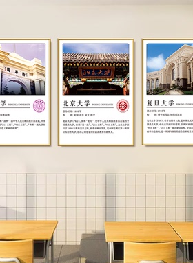 中国知名大学简介挂图985211高等学府激励海报高考教室励志墙贴画