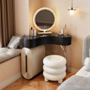 中古风转角梳妆台化妆桌收纳柜一体卧室小户型拐角落三角形化妆桌