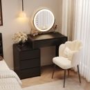 实木梳妆台现代简约60cm小户型卧室中古奶油风化妆桌收纳柜一体