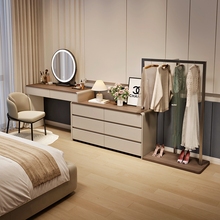 2025新款实木梳妆台斗柜卧室现代简约床尾落地衣帽架化妆桌一体