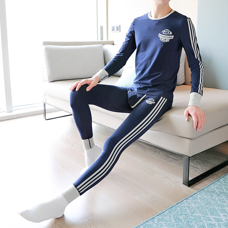 薄款青年保暖内衣男秋衣秋裤棉套装一套潮冬季男生学生线衣线裤