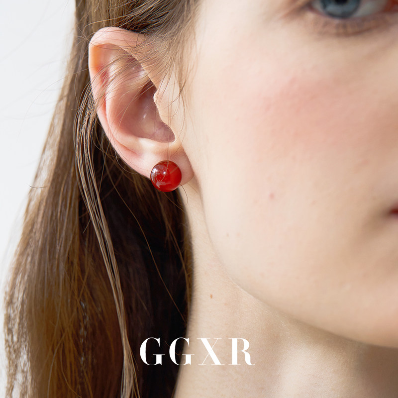 GGXR 红玛瑙新中式耳环无耳洞蚊香盘耳夹 红色耳环温柔风耳钉,饰品/流行首饰/时尚饰品新,耳夹,淘宝优惠券,粉丝福利购,淘宝优惠卷