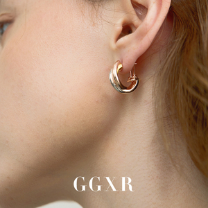 GGXR 三色耳环麻花耳圈无耳洞耳夹 极简法式高级感通勤明星同款