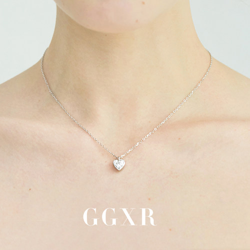 GGXR 简约925银心形吊坠项链锁骨链