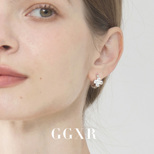 GGXR 镶钻四叶草耳环无耳洞耳夹