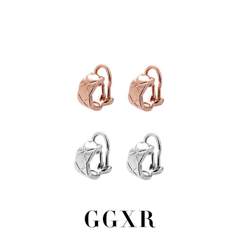 GGXR小香风格纹菱耳环耳夹