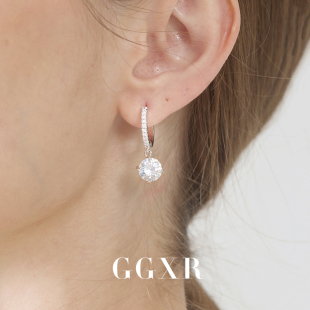GGXR 欧美微镶满钻吊坠锆石耳环无耳洞耳夹
