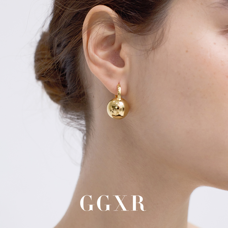GGXR ins博主同款 空心金属圆球耳环无耳洞耳夹小众原创耳饰脸小