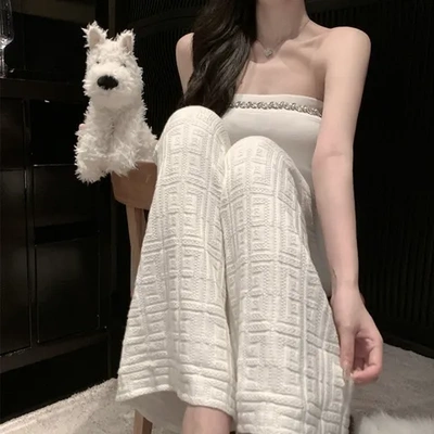 2026新款2026新款阔腿休闲裤针织裤直筒暗纹长裤肌理感kubiliv老