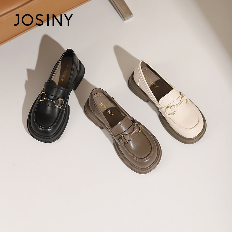 卓诗尼春秋季新款女士单鞋乐福鞋圆头深口套脚一脚蹬韩版时装通勤