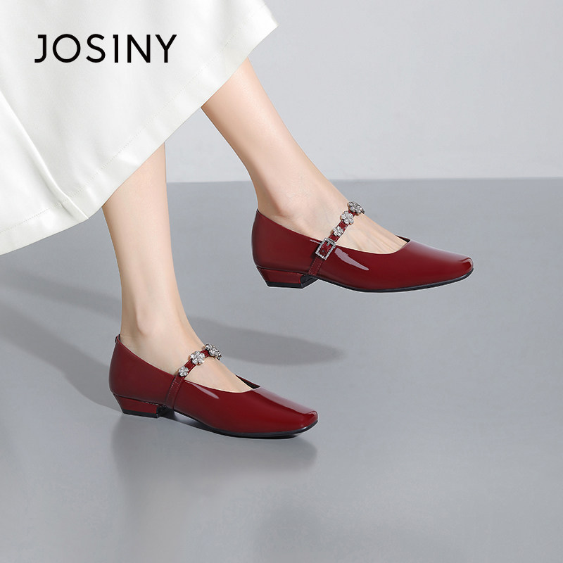 卓诗尼春秋季新款女士浅口单鞋子方头平跟套脚韩版时装休闲百搭潮