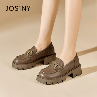 休闲乐福鞋 卓诗尼春秋季 子圆头套脚厚底一脚蹬时装 女士单鞋 新款