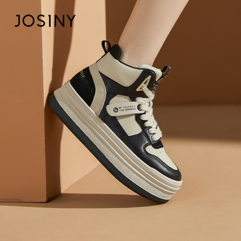 卓诗尼女鞋高帮鞋冬季加绒保暖