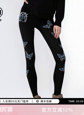 TCH轻奢烫钻时尚舒适瑜伽裤百搭设计感修身打底裤女T75C23E1001