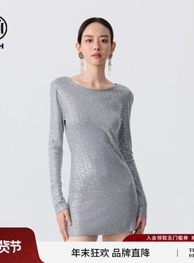 TCH秋季新款轻奢时尚满钻气质修身连衣裙女T72C306010