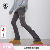 TCH高级灰显瘦腿长高弹力百搭舒适保暖打底裤 带袜套2025秋冬款