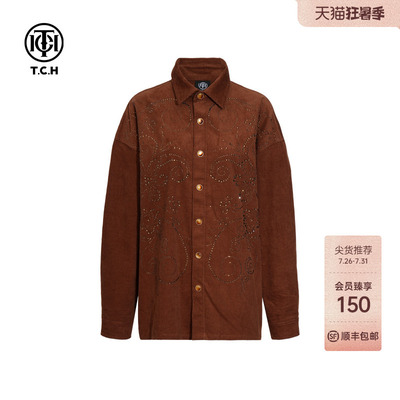 TCH烫钻2026春夏新款美式休闲宽松长袖外套男女同款T75C27E9011