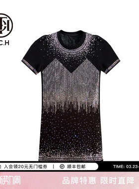 TCH新中式系列重工烫钻夏季气质时尚黑色连衣裙女T72B30E9060