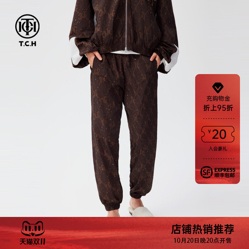 TCH时尚潮牌烫钻个性工艺感休闲运动长裤男女情侣款2026秋季新款