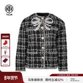 TCH轻奢烫钻法式 气质小香风加厚短外套女假日花呢穿搭T72C276006