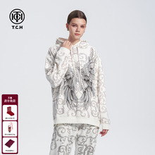 TCH烫钻图腾设计感翅膀休闲百搭潮牌连帽卫衣男女款秋冬新款