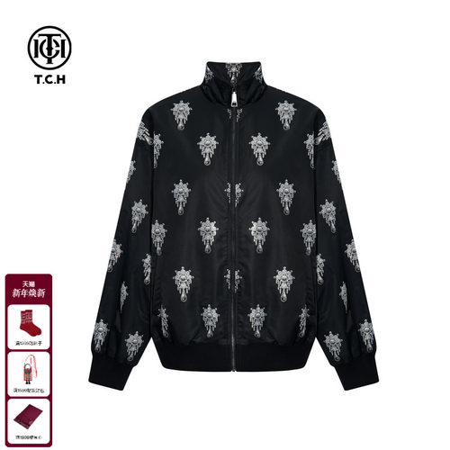 TCH轻奢烫钻25秋冬潮牌时尚立领夹克棉服外套男女同款T75C16E9002